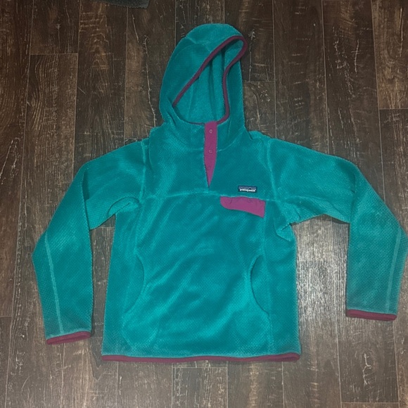 Patagonia Women’s Teal and Magenta Fleece Hoodie - Small - Picture 1 of 4